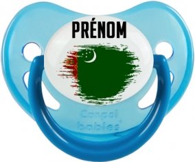 Drapeau effet pinceau Turkménistan avec prénom Sucette Physiologique Bleue phosphorescente