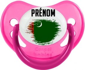 Drapeau effet pinceau Turkménistan avec prénom Sucette Physiologique Rose phosphorescente