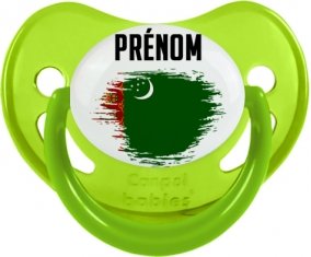 Drapeau effet pinceau Turkménistan avec prénom Sucette Physiologique Vert phosphorescente