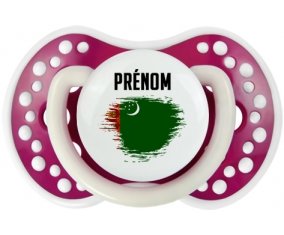 Drapeau effet pinceau Turkménistan avec prénom Sucette LOVI Dynamic Fuchsia phosphorescente