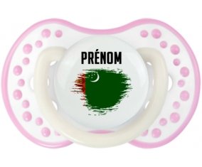Drapeau effet pinceau Turkménistan avec prénom Sucette LOVI Dynamic Blanc-rose phosphorescente