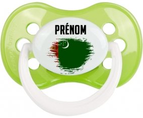 Drapeau effet pinceau Turkménistan avec prénom Sucette Anatomique Vert classique