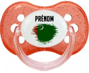 Drapeau effet pinceau Turkménistan avec prénom Tétine Cerise Rouge à paillette