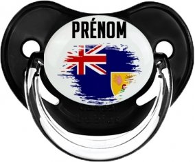 Drapeau effet pinceau Îles Turques-et-Caïques avec prénom Tétine Physiologique Noir classique