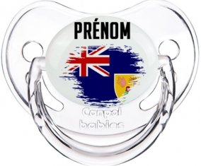 Drapeau effet pinceau Îles Turques-et-Caïques avec prénom Tétine Physiologique Transparent classique