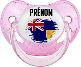 Drapeau effet pinceau Îles Turques-et-Caïques avec prénom Tétine Physiologique Rose à paillette