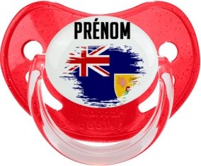 Drapeau effet pinceau Îles Turques-et-Caïques avec prénom Tétine Physiologique Rouge à paillette