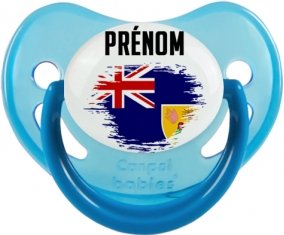 Drapeau effet pinceau Îles Turques-et-Caïques avec prénom Tétine Physiologique Bleue phosphorescente