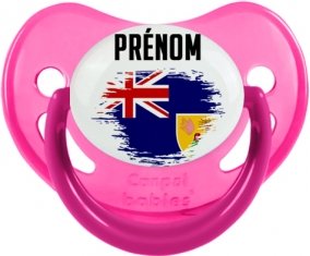Drapeau effet pinceau Îles Turques-et-Caïques avec prénom Tétine Physiologique Rose phosphorescente