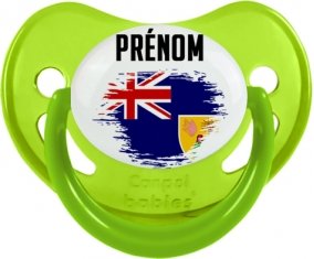 Drapeau effet pinceau Îles Turques-et-Caïques avec prénom Tétine Physiologique Vert phosphorescente