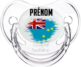 Drapeau effet pinceau Tuvalu avec prénom Sucete Physiologique Transparent classique