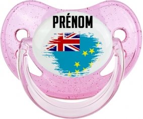 Drapeau effet pinceau Tuvalu avec prénom Sucete Physiologique Rose à paillette