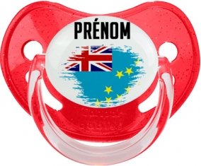 Drapeau effet pinceau Tuvalu avec prénom Sucete Physiologique Rouge à paillette