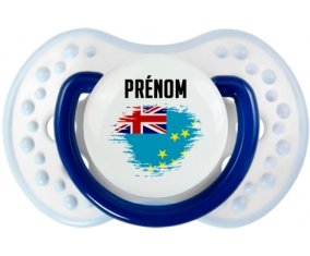 Drapeau effet pinceau Tuvalu avec prénom Tétine LOVI Dynamic Marine-blanc-bleu classique