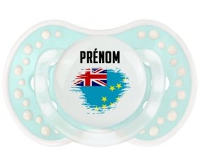 Drapeau effet pinceau Tuvalu avec prénom Tétine LOVI Dynamic Retro-turquoise-lagon classique