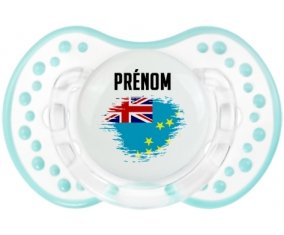 Drapeau effet pinceau Tuvalu avec prénom Tétine LOVI Dynamic Retro-blanc-lagon classique