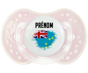 Drapeau effet pinceau Tuvalu avec prénom Tétine LOVI Dynamic Retro-rose-tendre classique