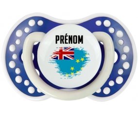 Drapeau effet pinceau Tuvalu avec prénom Tétine LOVI Dynamic Bleu-marine phosphorescente