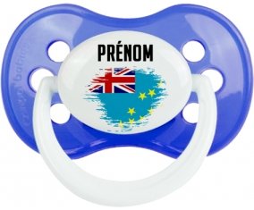 Drapeau effet pinceau Tuvalu avec prénom Sucette Anatomique Bleu classique