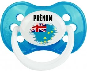 Drapeau effet pinceau Tuvalu avec prénom Sucette Anatomique Cyan classique