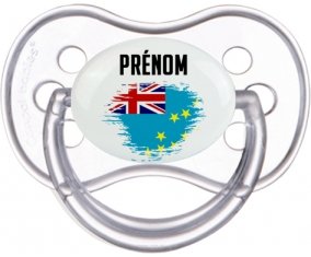 Drapeau effet pinceau Tuvalu avec prénom Sucette Anatomique Transparente classique