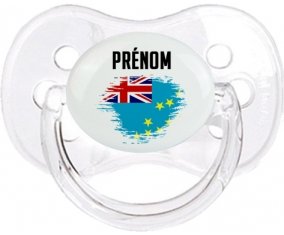 Drapeau effet pinceau Tuvalu avec prénom Sucette Cerise Transparent classique