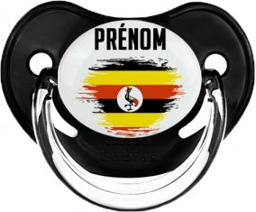 Drapeau effet pinceau Ouganda avec prénom Sucette Physiologique Noir classique