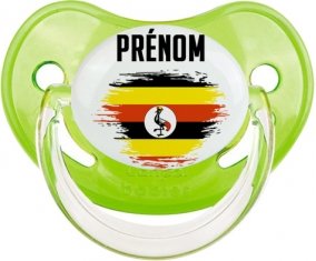 Drapeau effet pinceau Ouganda avec prénom Sucette Physiologique Vert classique