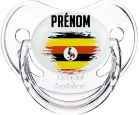 Drapeau effet pinceau Ouganda avec prénom Sucette Physiologique Transparent classique