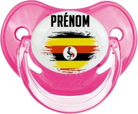 Drapeau effet pinceau Ouganda avec prénom Sucette Physiologique Rose classique