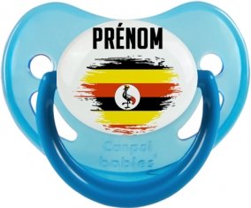 Drapeau effet pinceau Ouganda avec prénom Sucette Physiologique Bleue phosphorescente