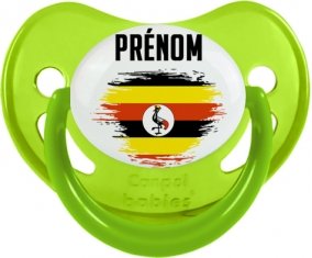 Drapeau effet pinceau Ouganda avec prénom Sucette Physiologique Vert phosphorescente