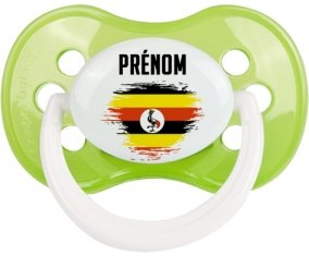 Drapeau effet pinceau Ouganda avec prénom Tétine Anatomique Vert classique