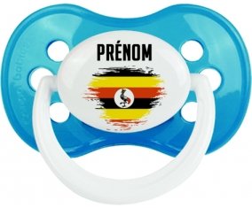 Drapeau effet pinceau Ouganda avec prénom Tétine Anatomique Cyan classique