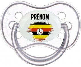 Drapeau effet pinceau Ouganda avec prénom Tétine Anatomique Transparente classique