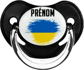 Drapeau effet pinceau Ukraine avec prénom Sucette Physiologique Noir classique