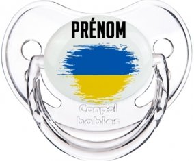 Drapeau effet pinceau Ukraine avec prénom Sucette Physiologique Transparent classique