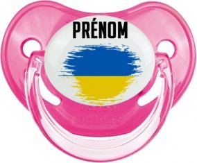 Drapeau effet pinceau Ukraine avec prénom Sucette Physiologique Rose classique