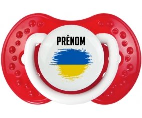 Drapeau effet pinceau Ukraine avec prénom Sucette LOVI Dynamic Blanc-rouge classique