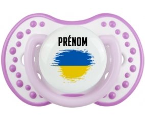 Drapeau effet pinceau Ukraine avec prénom Sucette LOVI Dynamic Blanc-mauve classique
