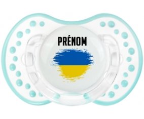 Drapeau effet pinceau Ukraine avec prénom Sucette LOVI Dynamic Retro-blanc-lagon classique