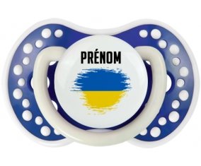 Drapeau effet pinceau Ukraine avec prénom Sucette LOVI Dynamic Bleu-marine phosphorescente
