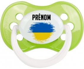 Drapeau effet pinceau Ukraine avec prénom Sucette Anatomique Vert classique
