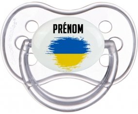 Drapeau effet pinceau Ukraine avec prénom Sucette Anatomique Transparente classique