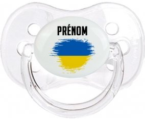 Drapeau effet pinceau Ukraine avec prénom Tétine Cerise Transparent classique