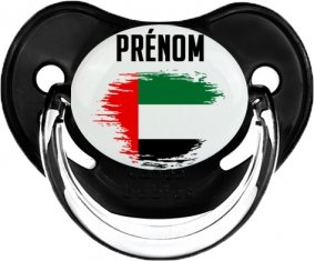 Drapeau effet pinceau Emirats Arabes Unis avec prénom Tétine Physiologique Noir classique