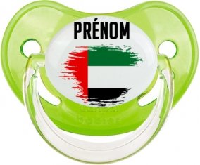 Drapeau effet pinceau Emirats Arabes Unis avec prénom Tétine Physiologique Vert classique