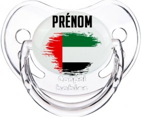 Drapeau effet pinceau Emirats Arabes Unis avec prénom Tétine Physiologique Transparent classique