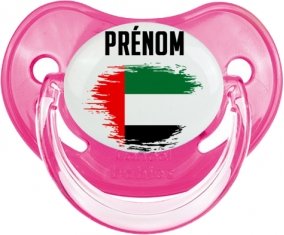 Drapeau effet pinceau Emirats Arabes Unis avec prénom Tétine Physiologique Rose classique