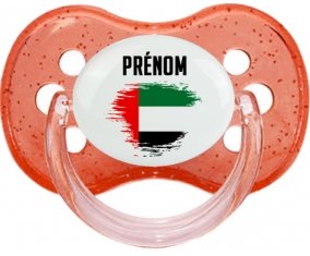 Drapeau effet pinceau Emirats Arabes Unis avec prénom Sucete Cerise Rouge à paillette